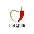 Love Chili logo design vector template, Red Chili Illustration, Symbol Icon Royalty Free Stock Photo