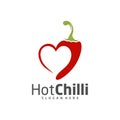 Love Chili logo design vector template, Red Chili Illustration, Symbol Icon Royalty Free Stock Photo