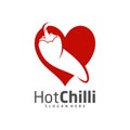 Love Chili logo design vector template, Red Chili Illustration, Symbol Icon Royalty Free Stock Photo