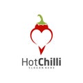 Love Chili logo design vector template, Red Chili Illustration, Symbol Icon Royalty Free Stock Photo