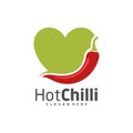 Love Chili logo design vector template, Red Chili Illustration, Symbol Icon Royalty Free Stock Photo