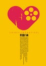 Love cinema conceptual art with heart shape and film roll