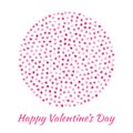 Love circle silhouette from pink hearts pattern isolated on white background. Valentines Day card design. Royalty Free Stock Photo