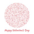 Love circle silhouette from pink and red hearts pattern isolated on white background. Valentines Day card design. Royalty Free Stock Photo