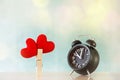 Love antique-tone clock at 10 o`clock at the time of the sweet memories of the past. Royalty Free Stock Photo