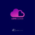 Love Cloud logo. Dating website emblem. Dating chat. Pink hearts as cloud.