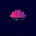 Love Cloud logo. Dating website emblem. Dating chat. Pink hearts like cloud.