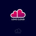 Love Cloud logo. Dating website emblem. Dating chat. Pink hearts like cloud.