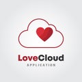 Love Cloud Logo Template with heart and cloud design concept. Software development, Software application, Mobile application