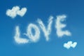 Love cloud text and heart clouds