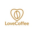 Love coffee bean logo design Royalty Free Stock Photo