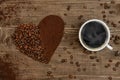 Love Coffee. Cup Of Coffee And Coffee Heart Royalty Free Stock Photo