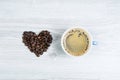 Love coffee, a heart with a cup of coffee