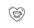 Love coffee line icon. Hot cappuccino cup sign. Heart with mug. Vector Royalty Free Stock Photo