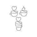 Love coffee monoline. Vector hand drawn line icon template