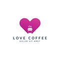 Love and coffee negative space logo design Royalty Free Stock Photo