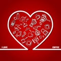 Love Coffee Outline Royalty Free Stock Photo