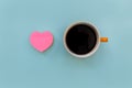 Love coffee with pink heart shape and coffee cup Royalty Free Stock Photo