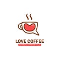 Love coffee talk logo, lovely cute coffee mug cup chat logo icon Royalty Free Stock Photo