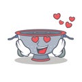 In love colander utensil character cartoon