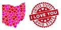 Love Heart Collage Ohio State Map with Distress Watermark