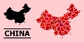 Red Love Collage Map of China