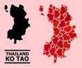 Red Love Collage Map of Ko Tao