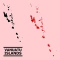 Red Lovely Collage Map of Vanuatu Islands