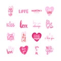 Collection of valentines day typographies Royalty Free Stock Photo