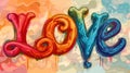 Love Colorful Lettering in Abstract Style
