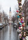 Love locks at Amsterdam bridge