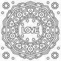 Love. Coloring page. Vector illustration.