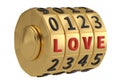 Love with combination lock isolated on white background 3D illus