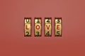 Love with combination lock on red background 3D illustration.