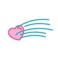 Love with comet Icon. Simple Heart Illustration Line Style Logo Template Design.