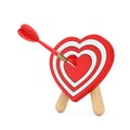 Love Concept. Archery Target in Shape of Heart with Dart in Center. 3d Rendering Royalty Free Stock Photo