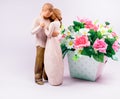Love concept of couple doll and flowers .