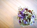 Love concept. Dry purple flowers and white flowers are arranged Royalty Free Stock Photo
