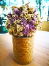 Love concept. Dry purple flowers and white flowers are arranged Royalty Free Stock Photo