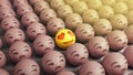 Love concept Emojis icons with facial expressions 3d render