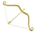 Love concept: Golden Cupid's bow and arrow Royalty Free Stock Photo