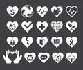 Love concept heart line icons style.