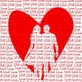 Love concept with heart and lovers couple Royalty Free Stock Photo