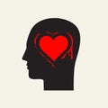 Love concept with human head. Vector illustration