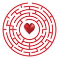 Love concept maze with heart