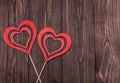 Love concept for mother`s day and valentine`s day. Valentine. Love. Valentine`s Day postcard. Happy Valentine`s day hearts on wood Royalty Free Stock Photo