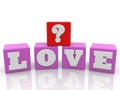 Love concept in pink with red question mark Royalty Free Stock Photo