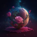 Love concept rose on earth valentine day creative concept Generative AI