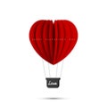 Love concept. Valentines Day. Air balloon in heart shape. Paper art and origami design. Illustration of the Love. Vector Royalty Free Stock Photo
