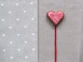Love cookie heart on napkin. Valentines Day card concept